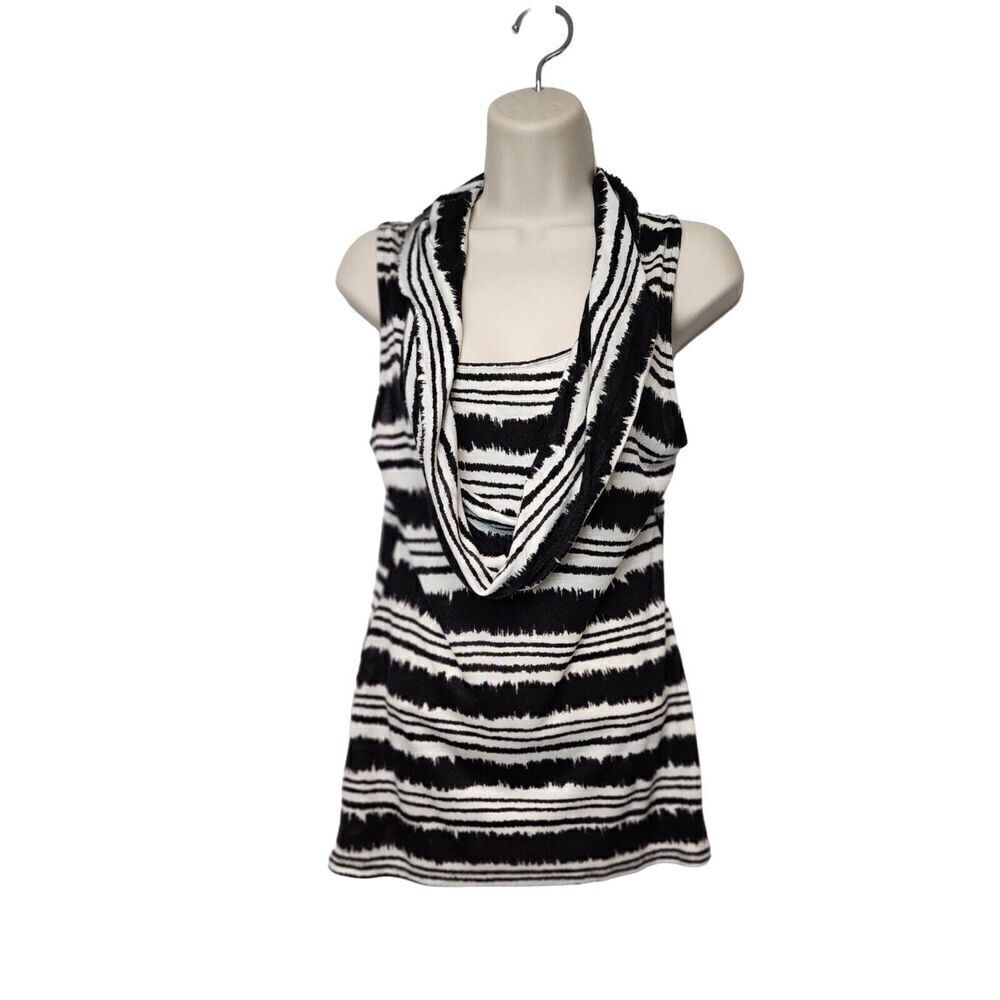 West Kei Cowl Neckline Multicolor Black Sleeveless Blouse Size Medium